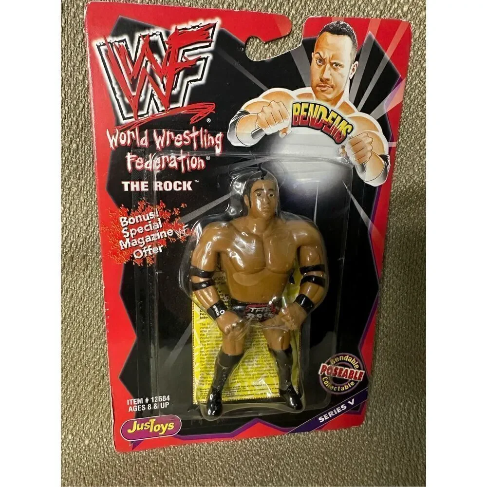 WWF WWE 1999 The Rock Justoys Series V Bend-Ems Wrestling Figure ITEM# 12684